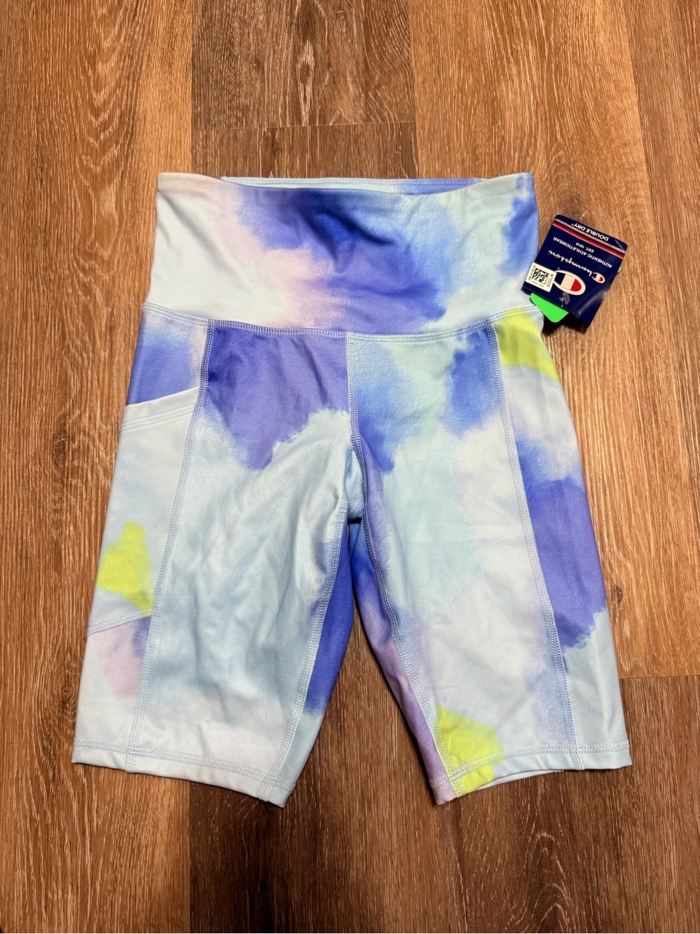 Champion Women’s High-Rise Tie-Dye Bike Shorts - Blue, Purple, Yellow
